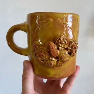 Handcrafted Ceramic Mug with Rabbit and Floral Design